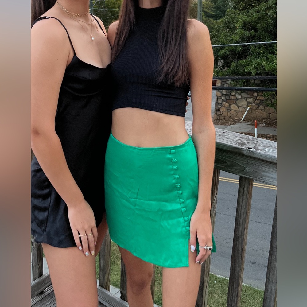Zara Emerald Green satin effect double lined Skort